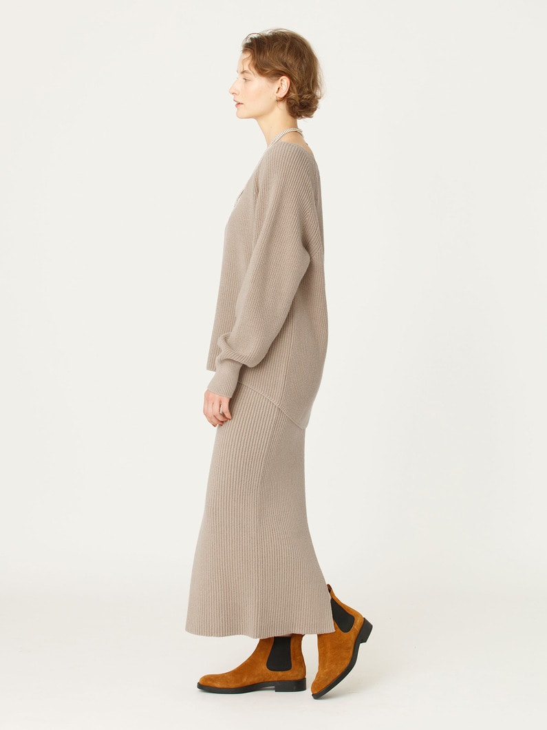 バルキー ヤーン リブニット スカート 詳細画像 beige 2