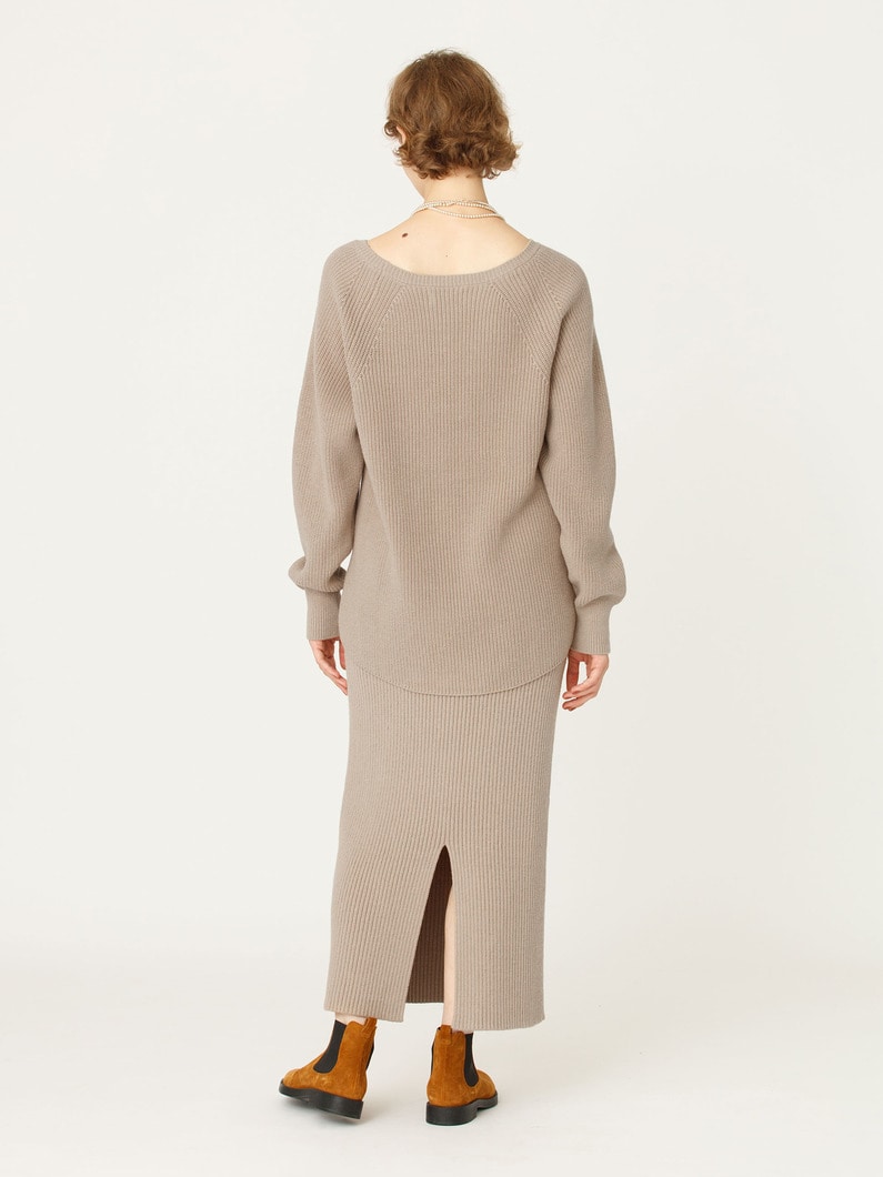 バルキー ヤーン リブニット スカート 詳細画像 beige 3