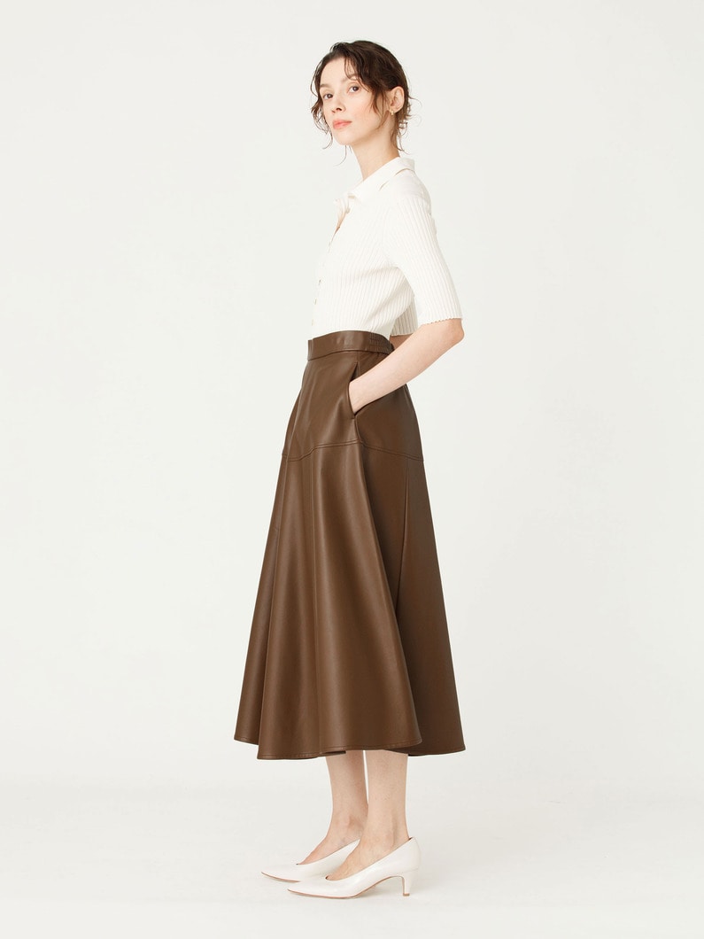 ソフトエコレザー スカート 詳細画像 brown 2