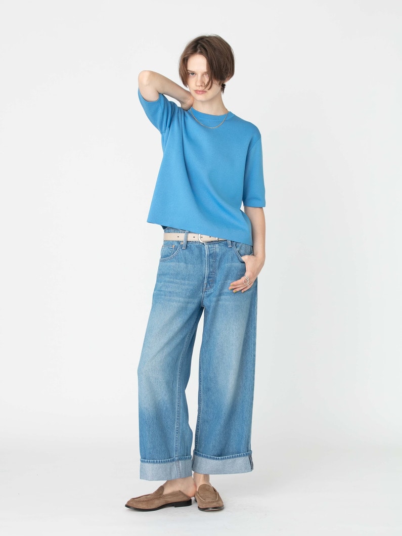 スムージー クロップ カフ デニムパンツ 詳細画像 blue 1