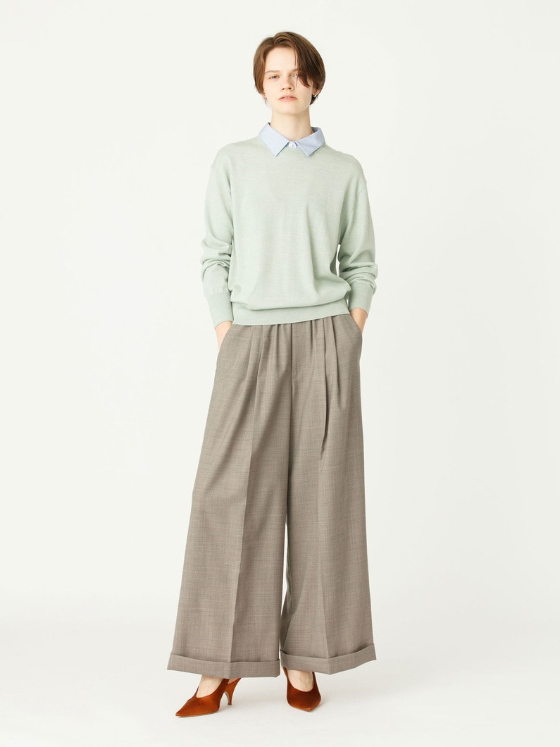 ポンチ ピンタック ワイドパンツ 詳細画像 beige