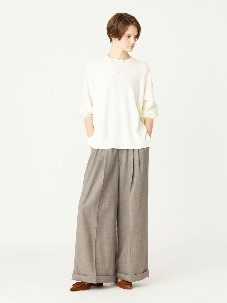 ポンチ ピンタック ワイドパンツ 詳細画像 beige 4