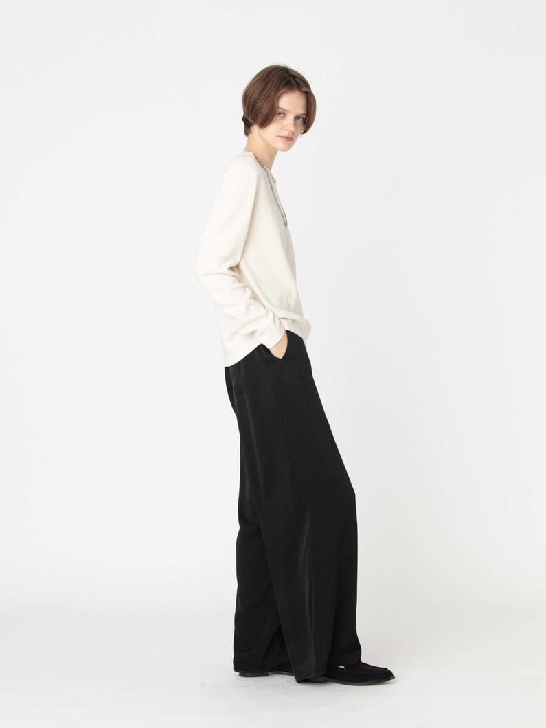 イージー ワイドパンツ（ライトベージュ/ブラック） 詳細画像 black 2