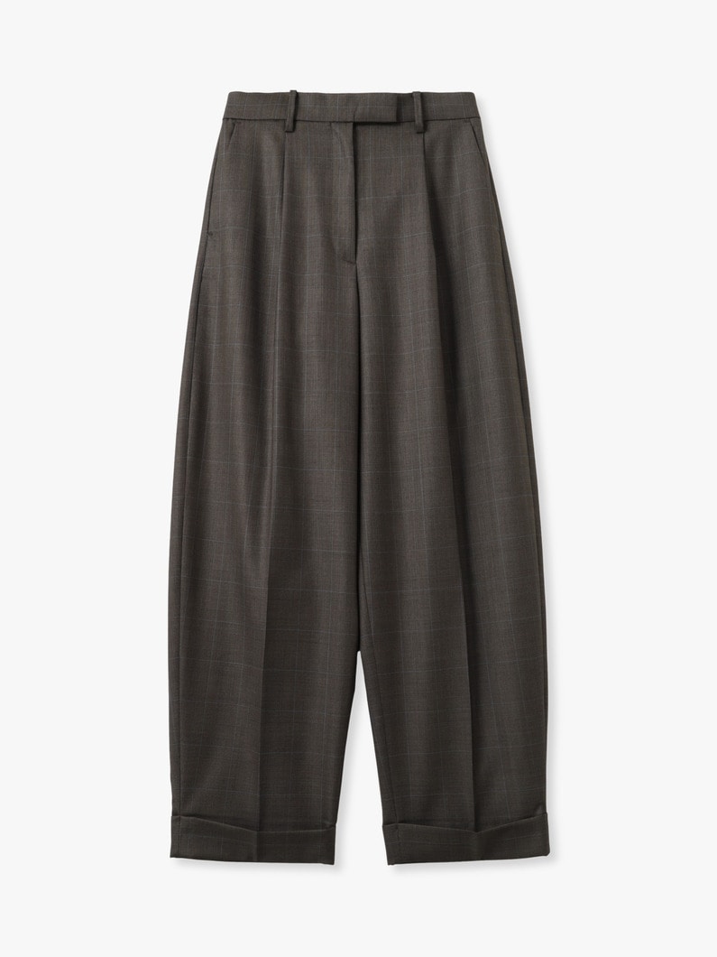 ファインウール チェック バレル パンツ 詳細画像 brown 1
