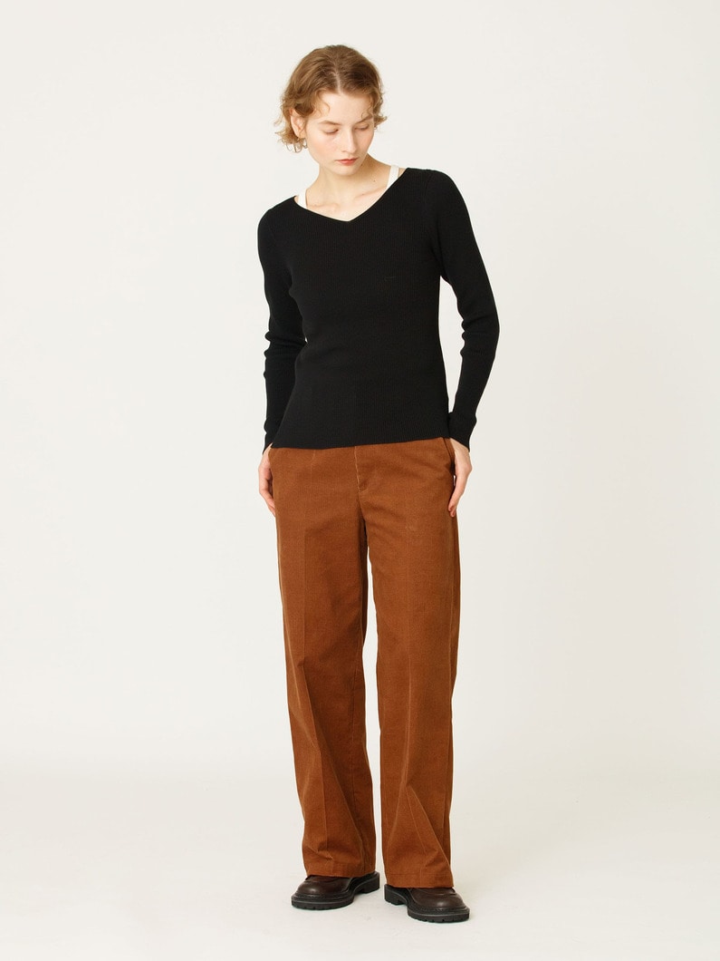 ルーズ ストレート コーデュロイ パンツ 詳細画像 brown