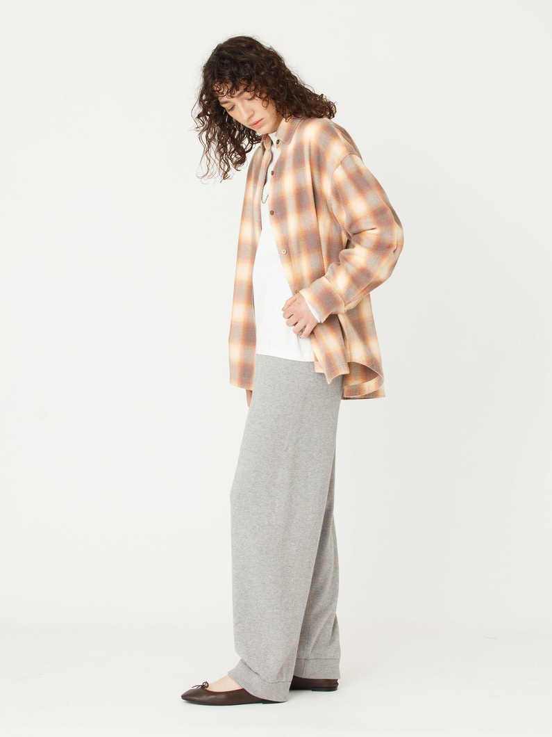 コットン カシミア ニットパンツ（ブラック/トップグレー） 詳細画像 top gray 3