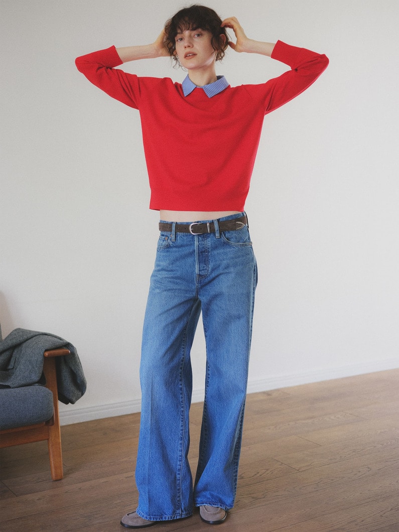 ウォッシュドデニム ワイドストレート パンツ（ブルー） 詳細画像 blue 4