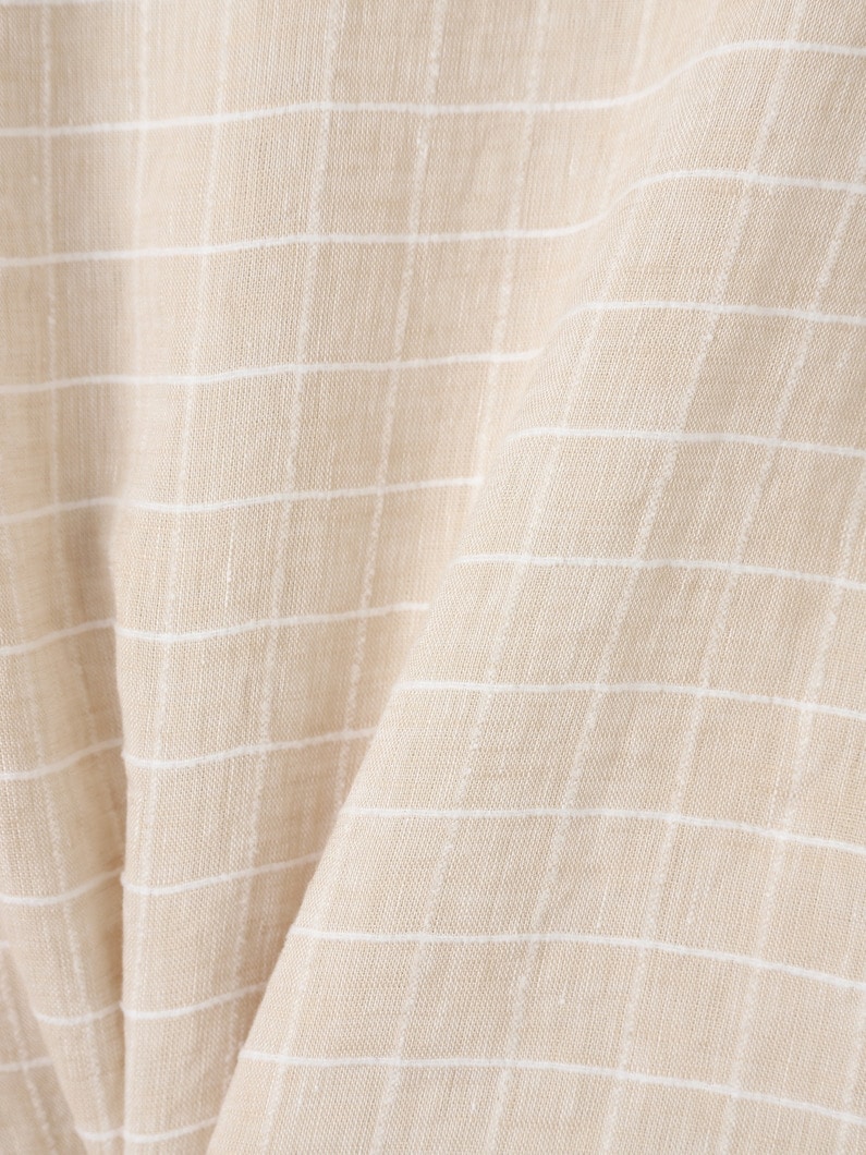 アイリーン イタリアンリネン チェックシャツ（ライトブラウン） 詳細画像 light brown 4