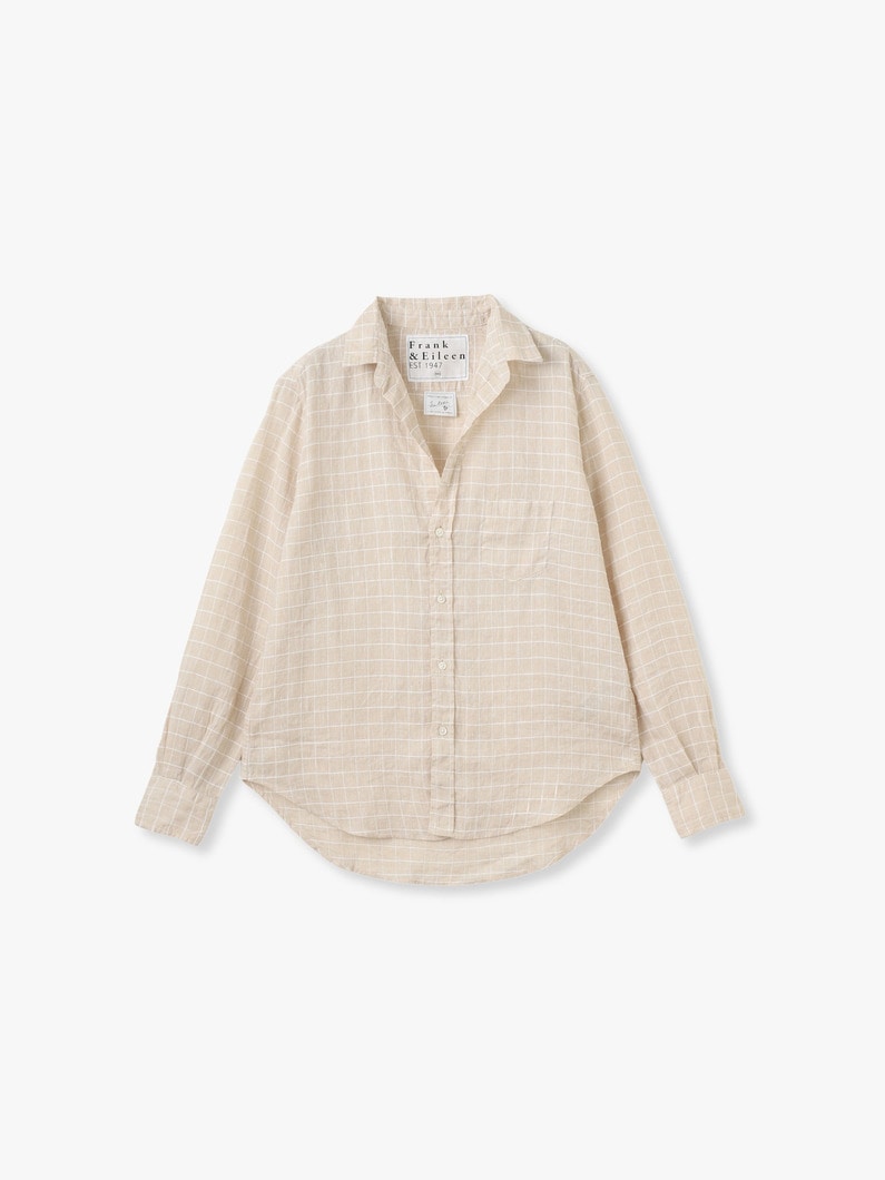 アイリーン イタリアンリネン チェックシャツ（ライトブラウン） 詳細画像 light brown 1