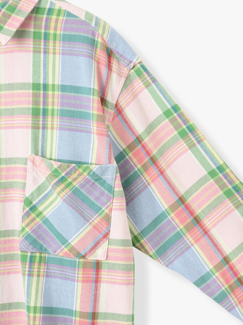 オーバーサイズ チェックシャツ（アイボリー/ピンク） 詳細画像 white 2