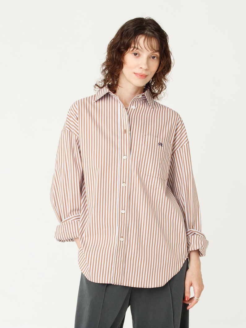 オーバーサイズ ストライプ シャツ 詳細画像 brown 2