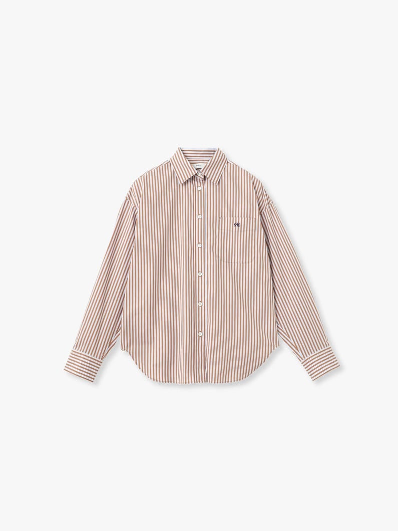 オーバーサイズ ストライプ シャツ 詳細画像 brown 6