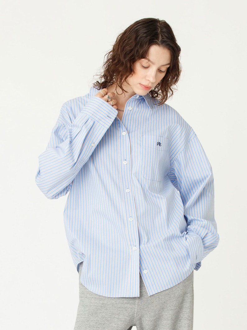 オーバーサイズ ストライプ シャツ 詳細画像 blue 2
