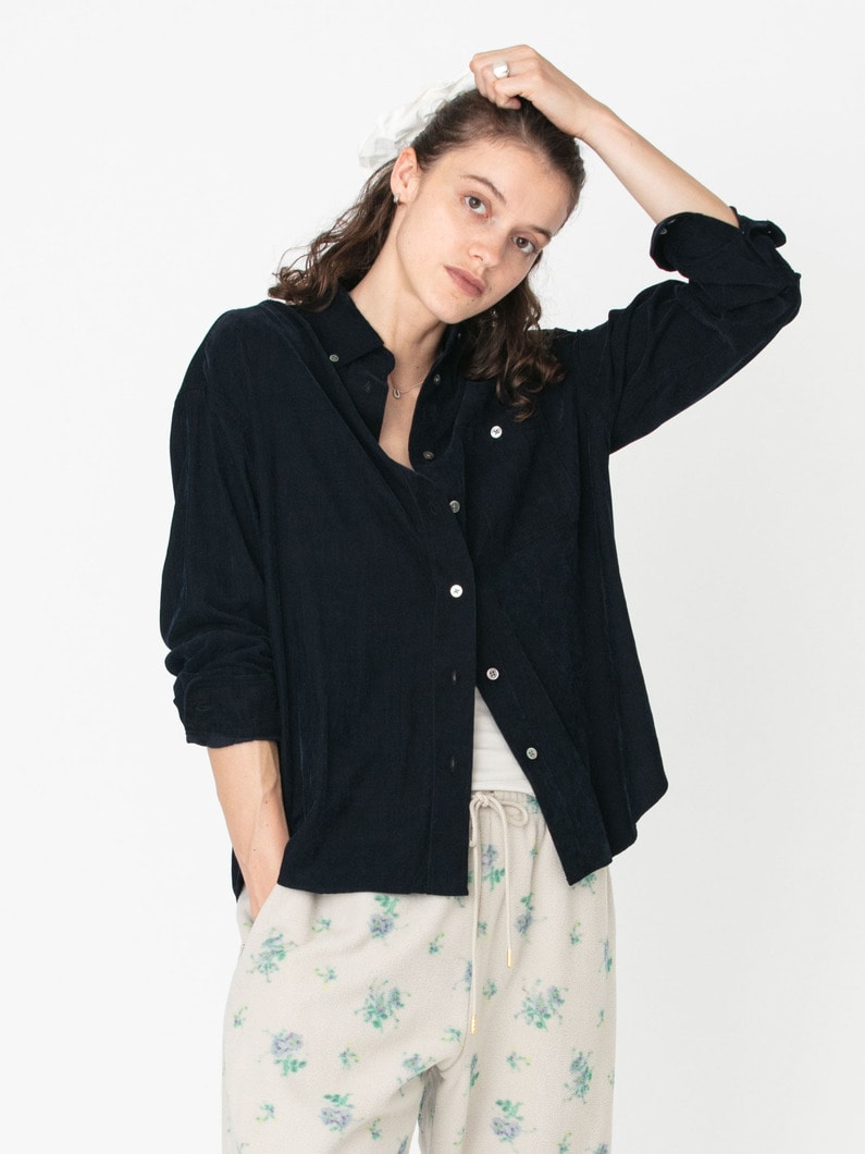 コーデュロイ シャツ（アイボリー/ネイビー） 詳細画像 navy 1