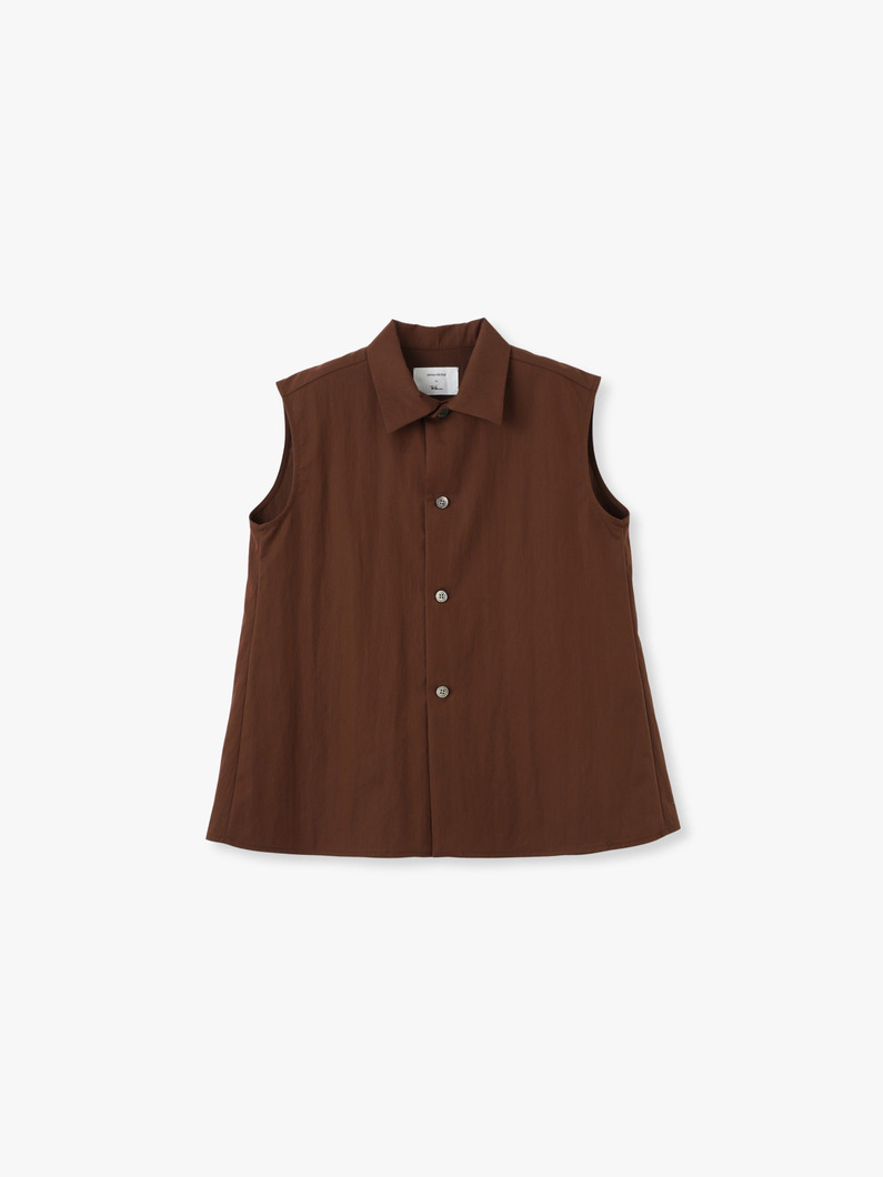 コットンナイロン スリーブレス シャツ 詳細画像 brown