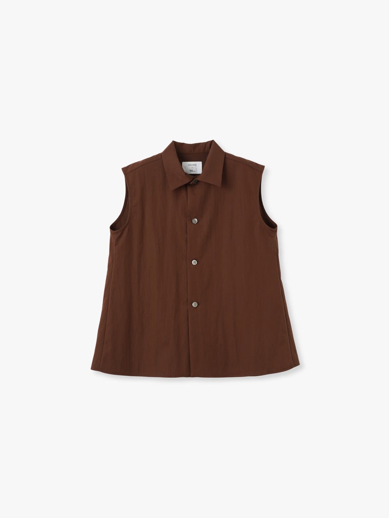 コットンナイロン スリーブレス シャツ 詳細画像 brown 5