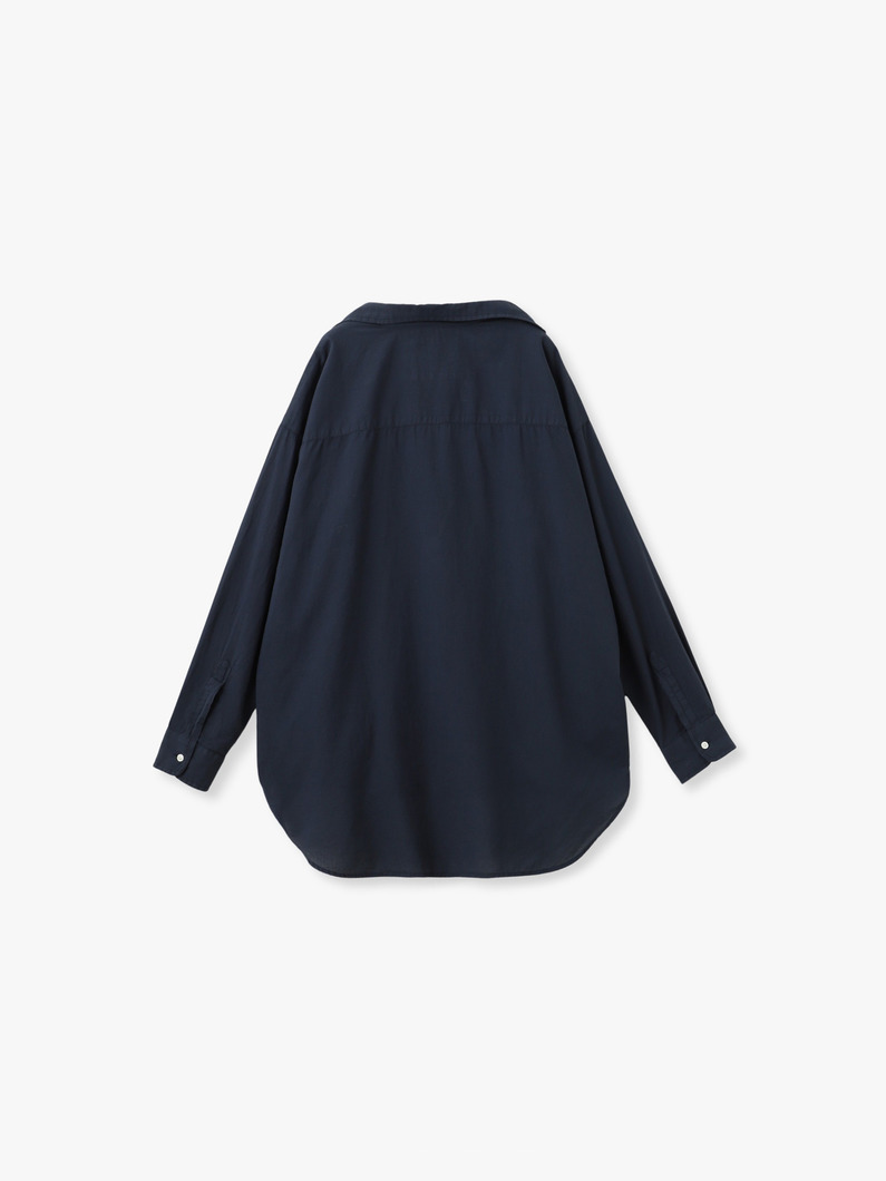 シャーリー オーガニックコットンボイル シャツ（ホワイト/ネイビー） 詳細画像 navy 1