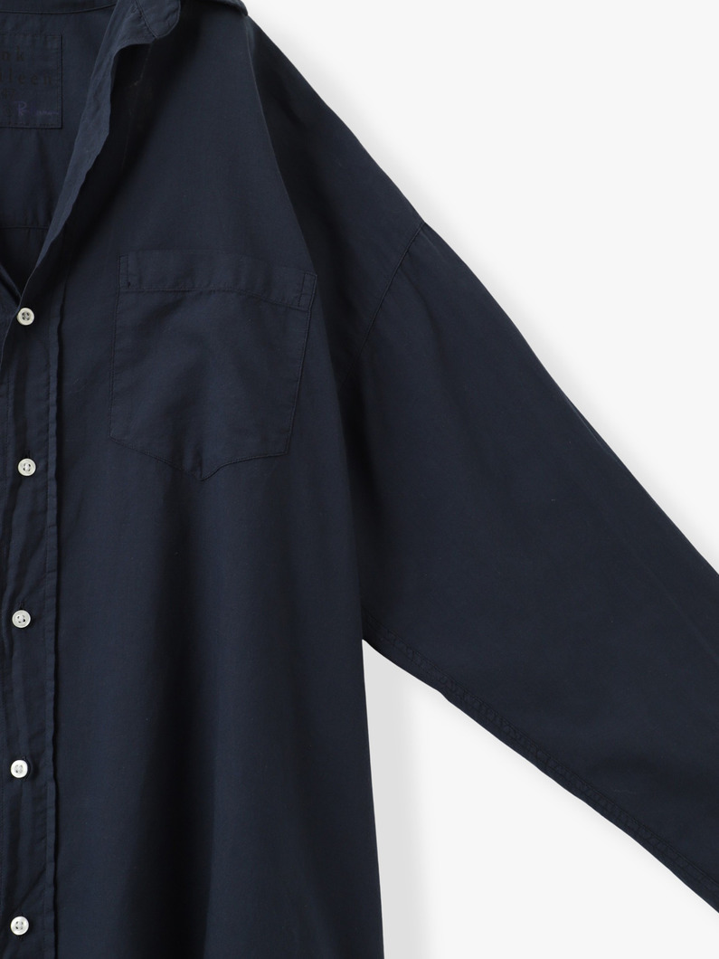シャーリー オーガニックコットンボイル シャツ（ホワイト/ネイビー） 詳細画像 navy 2