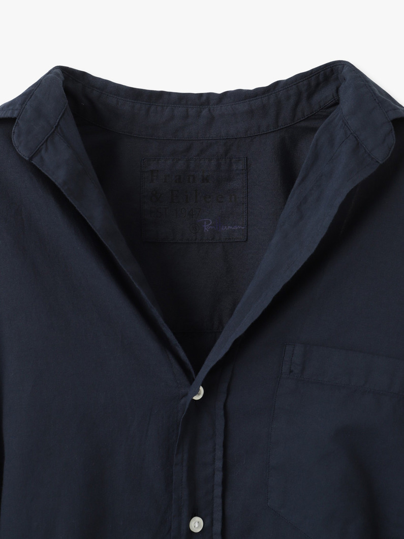 シャーリー オーガニックコットンボイル シャツ（ホワイト/ネイビー） 詳細画像 navy 3