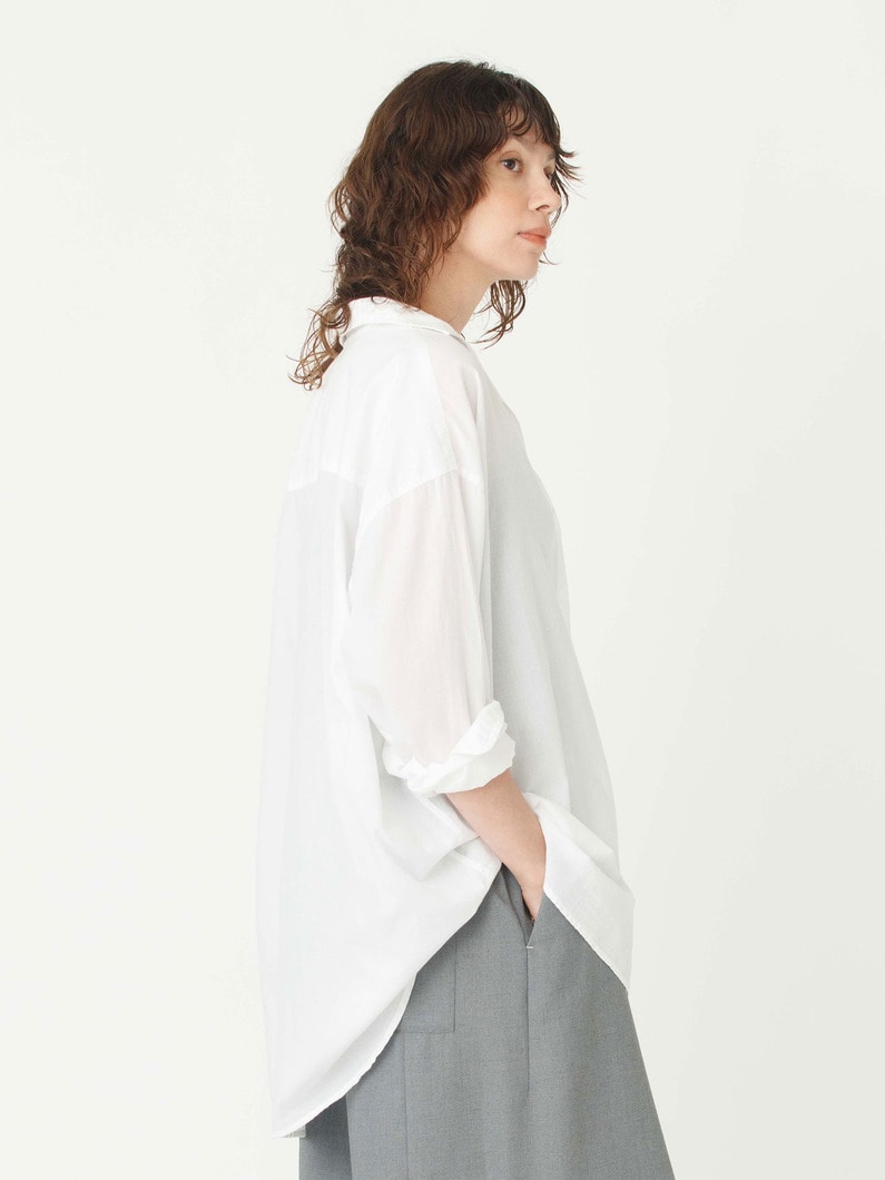 シャーリー オーガニックコットンボイル シャツ（ホワイト/ネイビー） 詳細画像 white 2