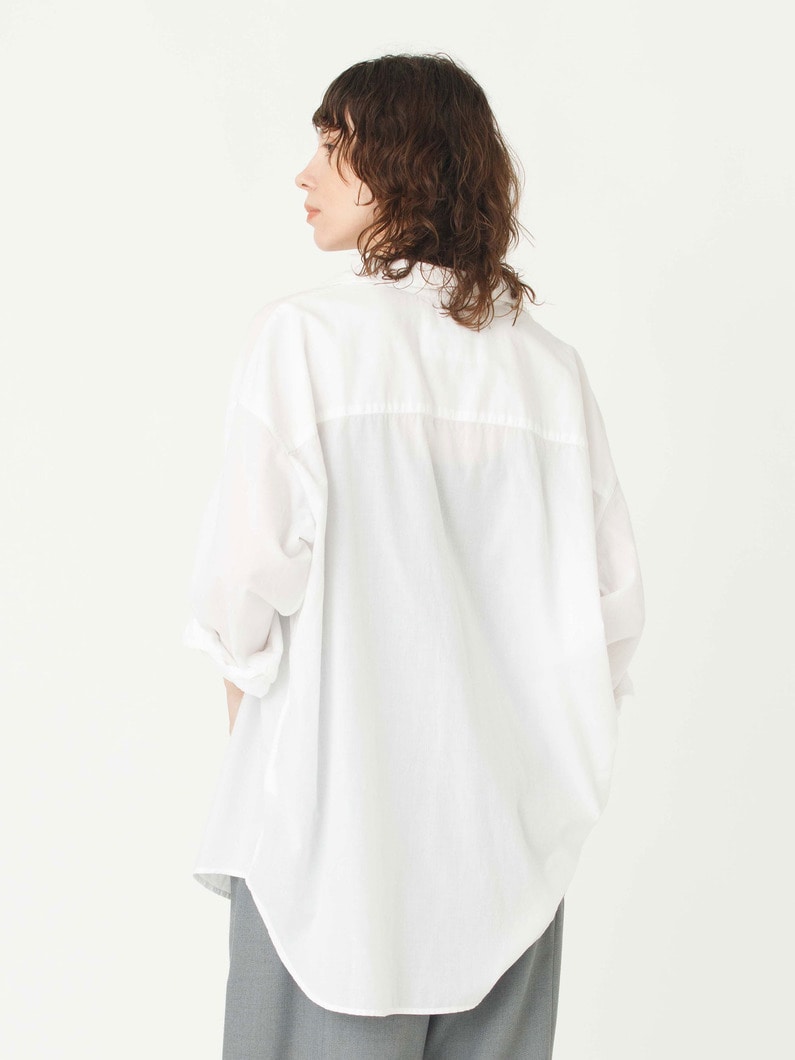 シャーリー オーガニックコットンボイル シャツ（ホワイト/ネイビー） 詳細画像 white 3
