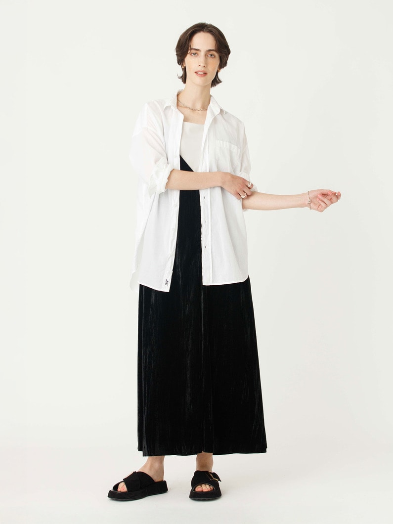 シャーリー オーガニックコットンボイル シャツ（ホワイト/ネイビー） 詳細画像 white 4