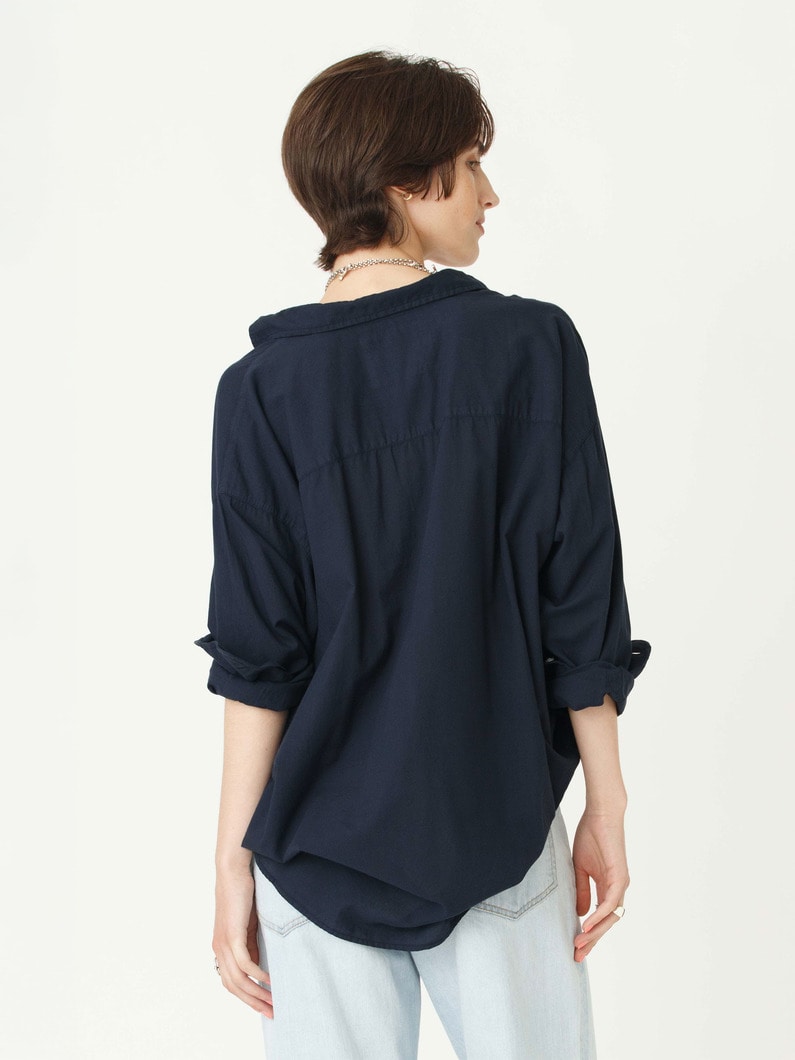 シャーリー オーガニックコットンボイル シャツ（ホワイト/ネイビー） 詳細画像 navy 2