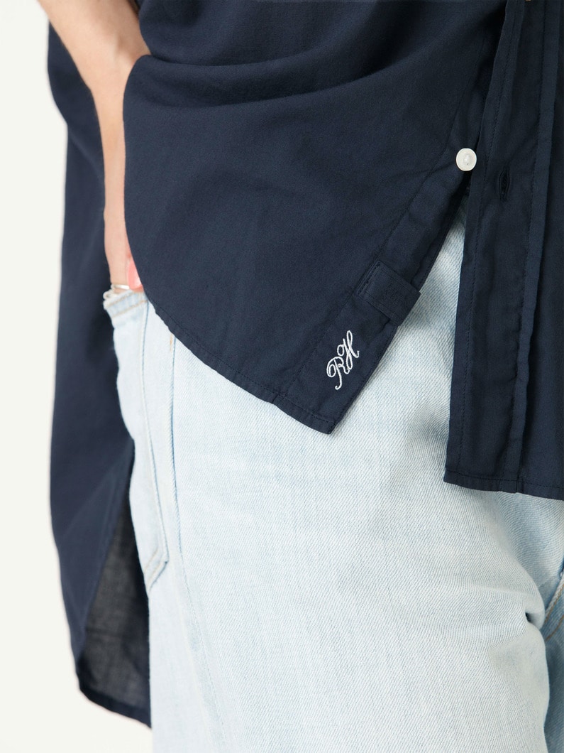 シャーリー オーガニックコットンボイル シャツ（ホワイト/ネイビー） 詳細画像 navy 6