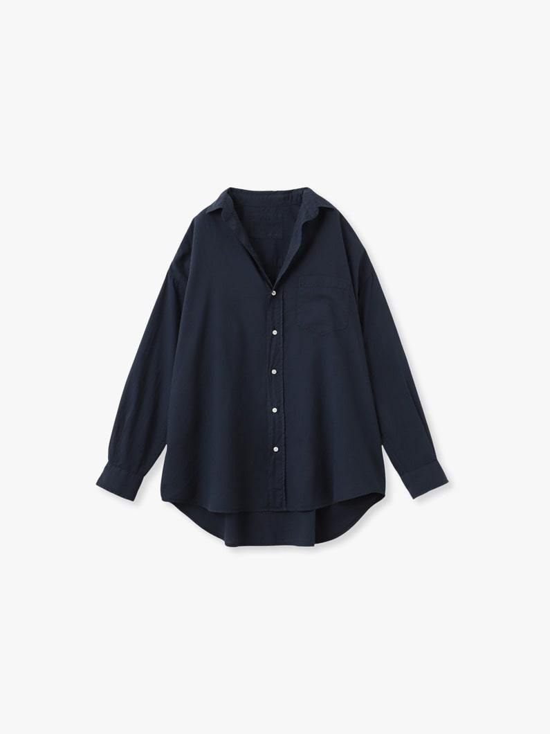 シャーリー オーガニックコットンボイル シャツ（ホワイト/ネイビー） 詳細画像 navy 7