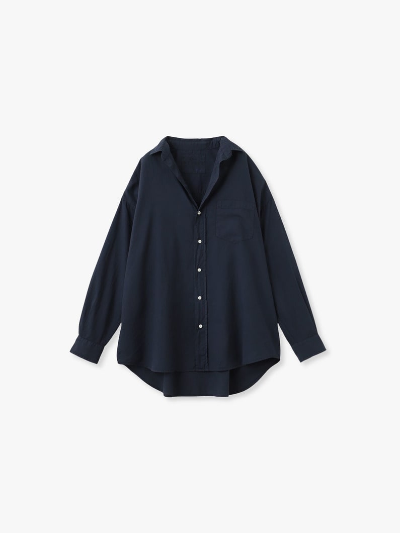 シャーリー オーガニックコットンボイル シャツ（ホワイト/ネイビー） 詳細画像 navy 8
