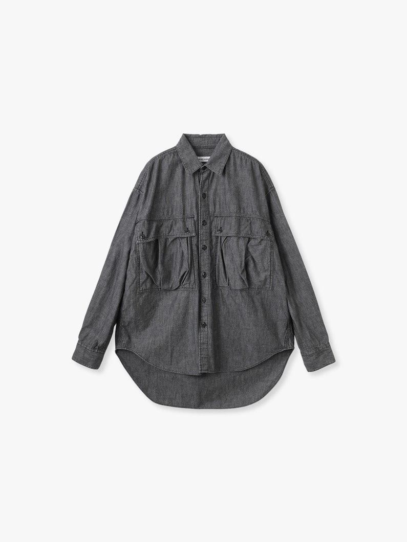 デニム パラシュート ボタンダウン シャツ 詳細画像 black 1