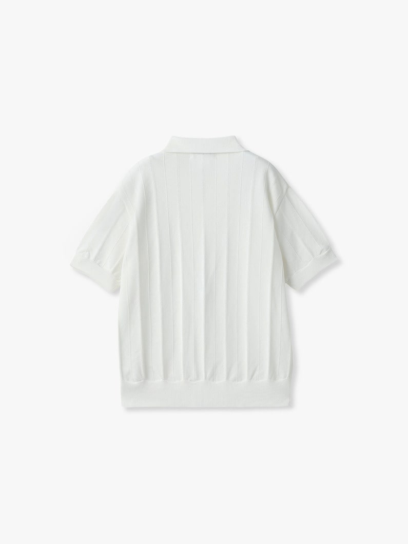 スキッパー ニット ポロ トップ 詳細画像 white 1
