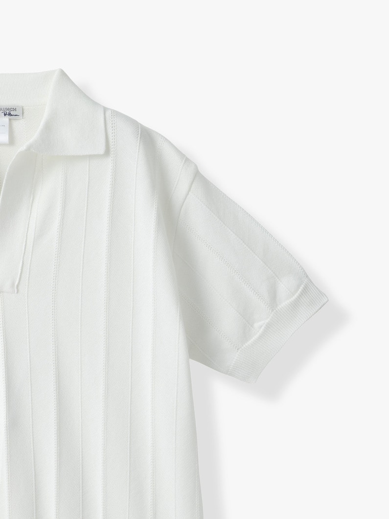 スキッパー ニット ポロ トップ 詳細画像 white 2