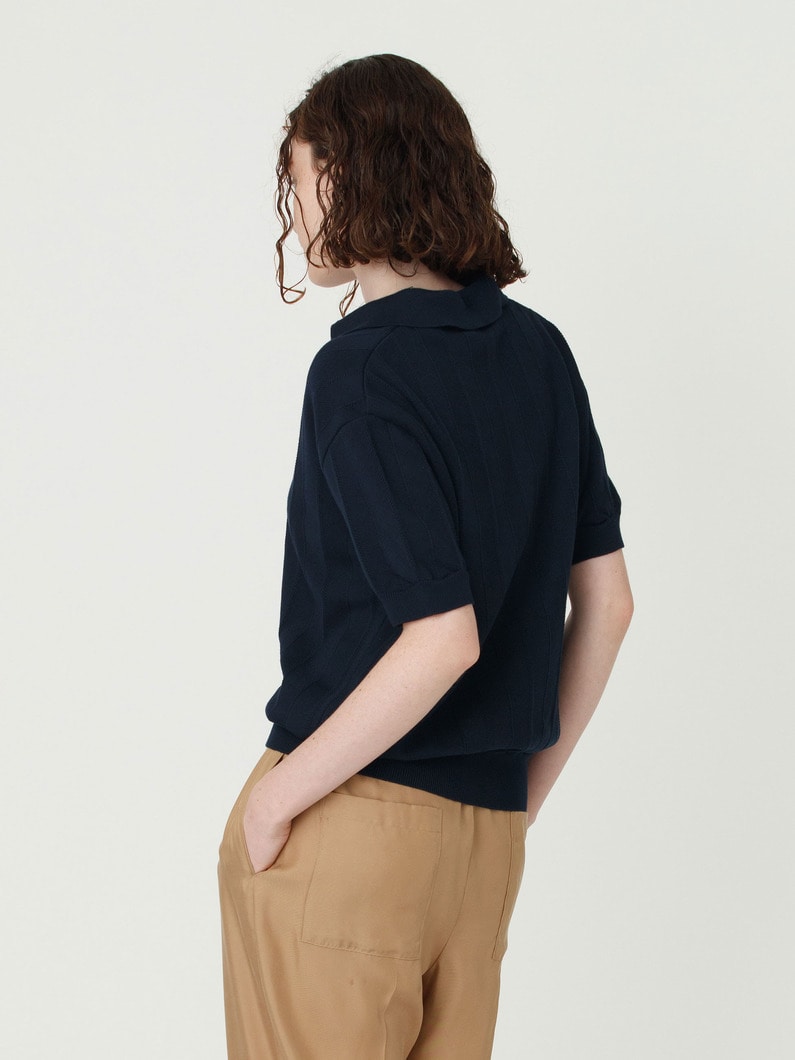 スキッパー ニット ポロ トップ 詳細画像 navy 3