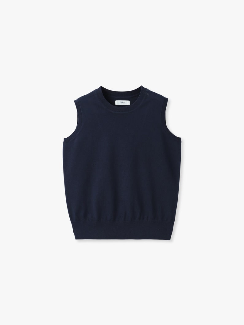 スリーブレス ニット トップ（ネイビー/グレー） 詳細画像 navy
