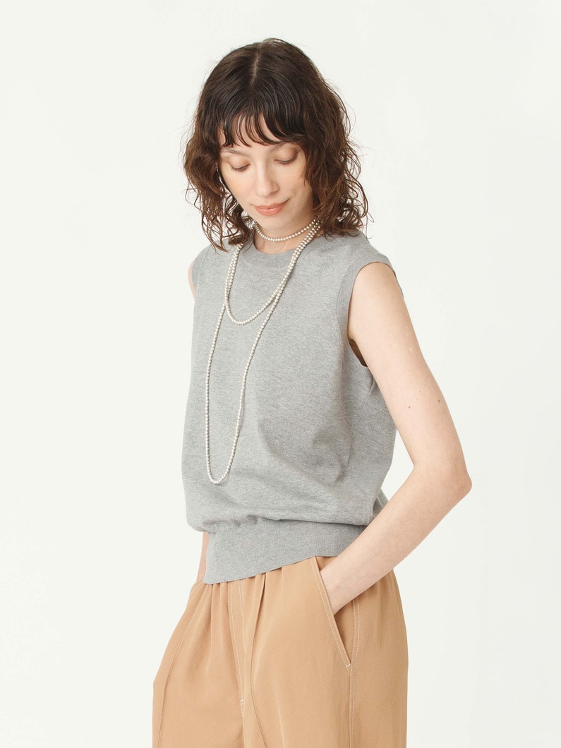 スリーブレス ニット トップ（ネイビー/グレー） 詳細画像 gray 2