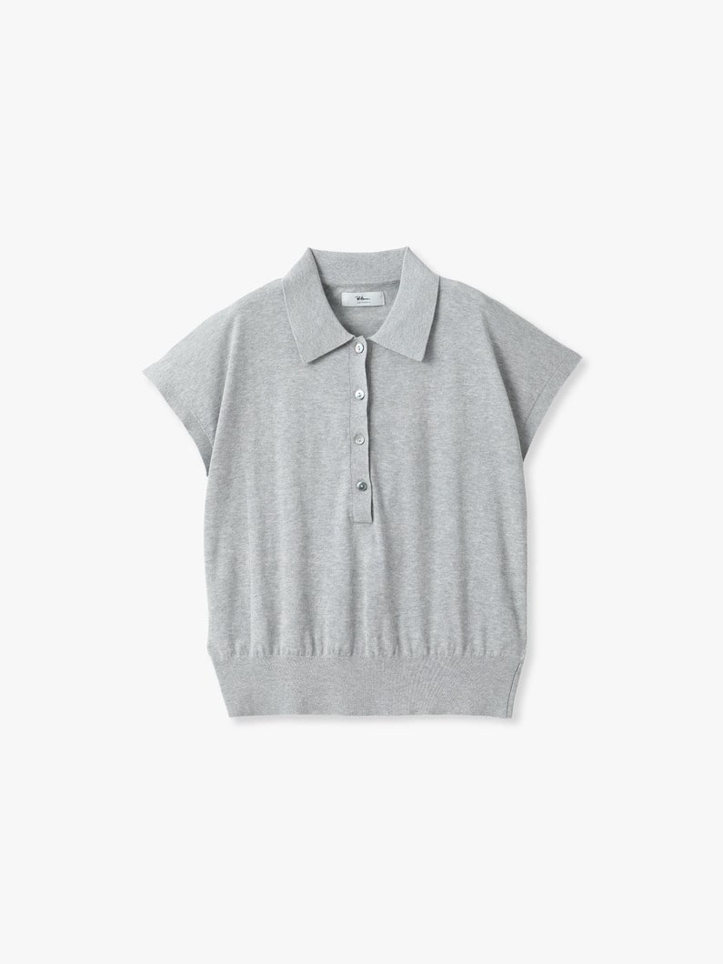フレンチスリーブ ニット ポロシャツ 詳細画像 gray 5