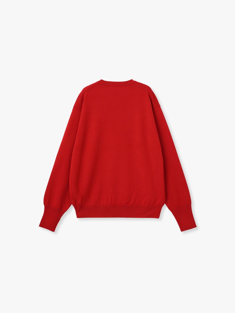 ウール ニット クルーネック プルオーバー（レッド/チャコールグレー） 詳細画像 charcoal gray 1