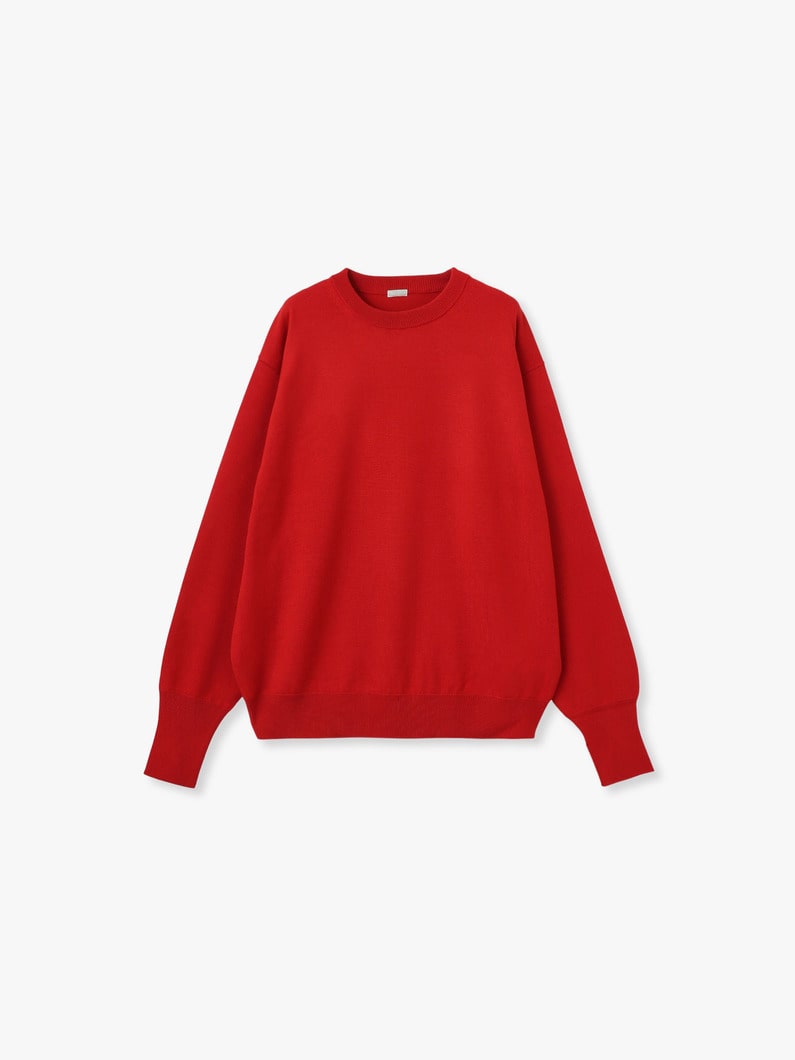 ウール ニット クルーネック プルオーバー（レッド/チャコールグレー） 詳細画像 red