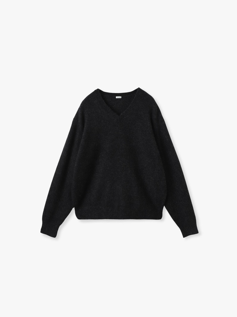 ブラッシュド カシミア ミドルゲージ Vネック プルオーバー 詳細画像 charcoal gray