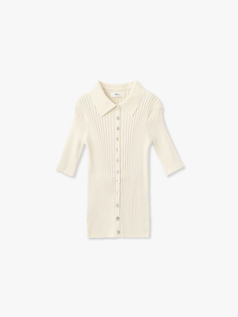 ワイドリブ ポロ ニット トップ 詳細画像 ivory 5