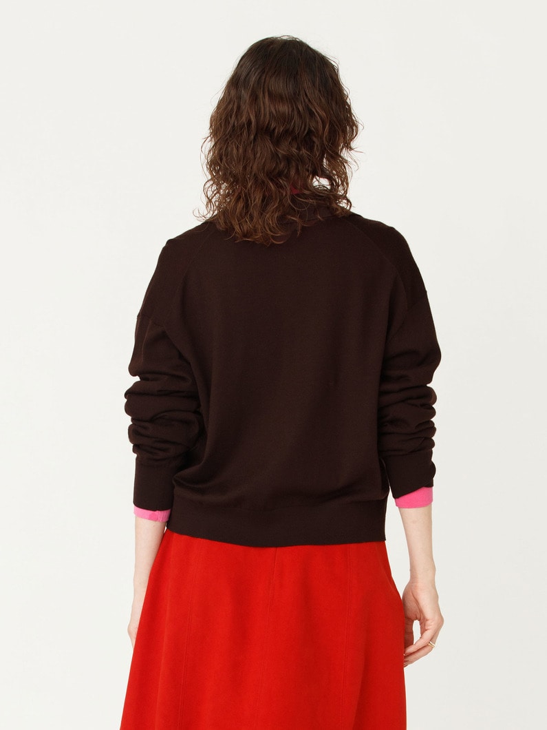ウォッシャブル ニット カーディガン 詳細画像 dark brown 3
