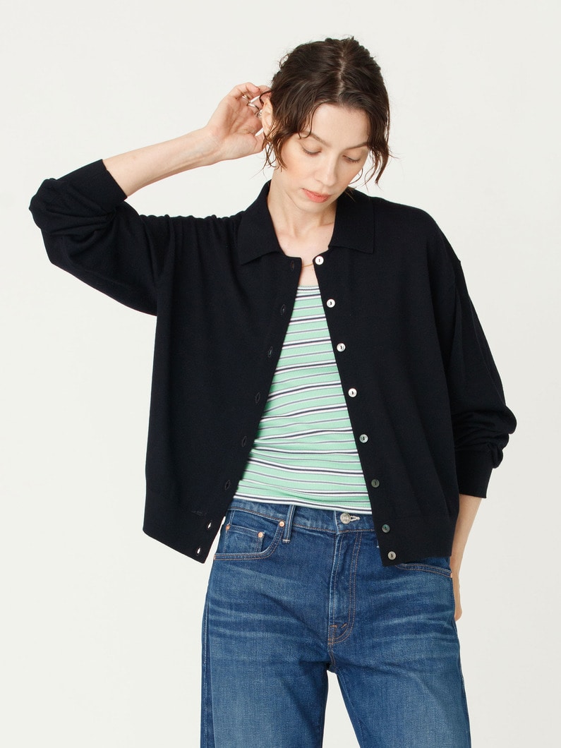 ウォッシャブル ニット カーディガン 詳細画像 navy