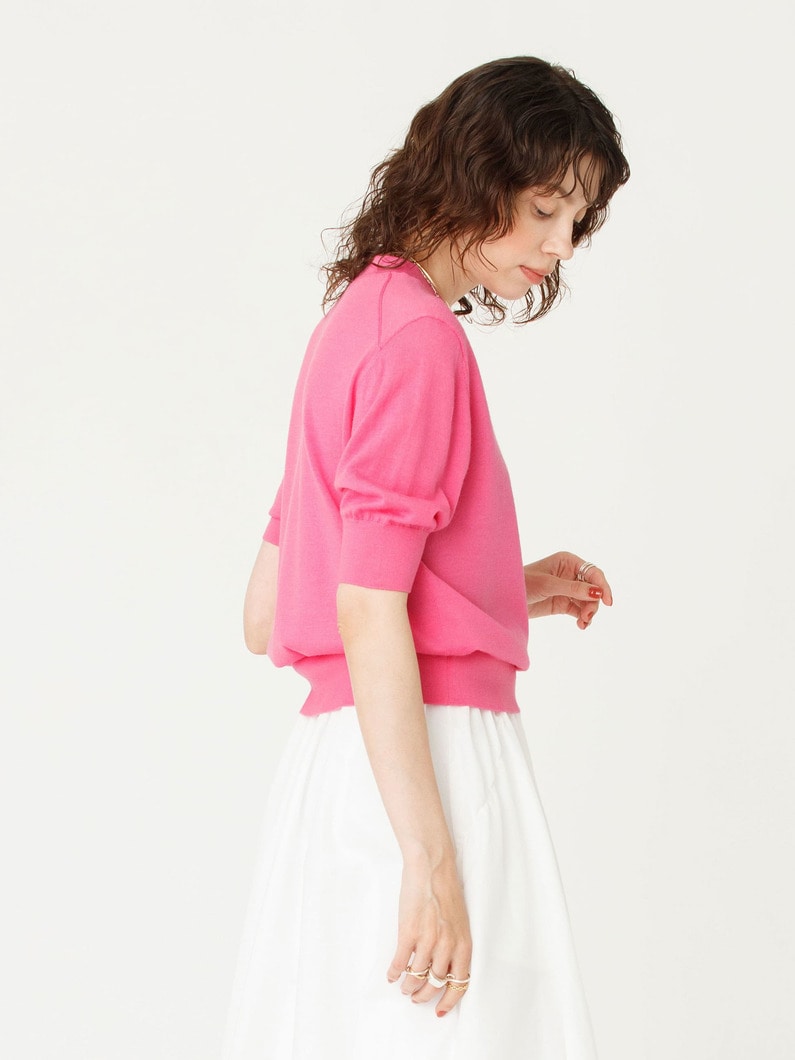 ウォッシャブル ハーフスリーブ ニット トップ 詳細画像 pink 2