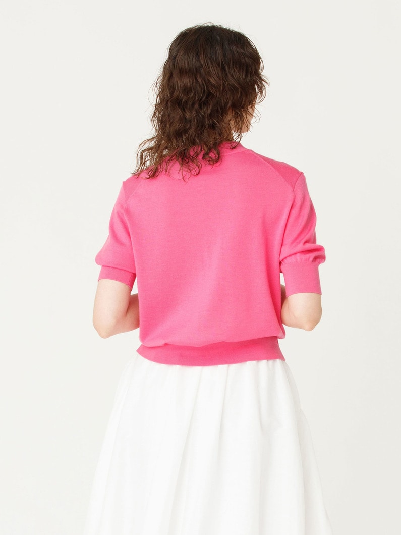 ウォッシャブル ハーフスリーブ ニット トップ 詳細画像 pink 3