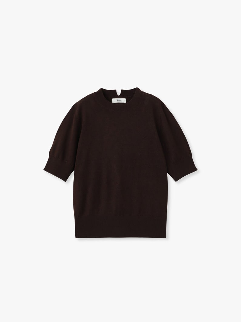 ウォッシャブル ハーフスリーブ ニット トップ 詳細画像 dark brown 5