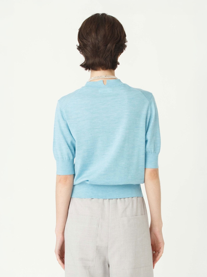 ウォッシャブル ハーフスリーブ ニット トップ 詳細画像 light blue 3