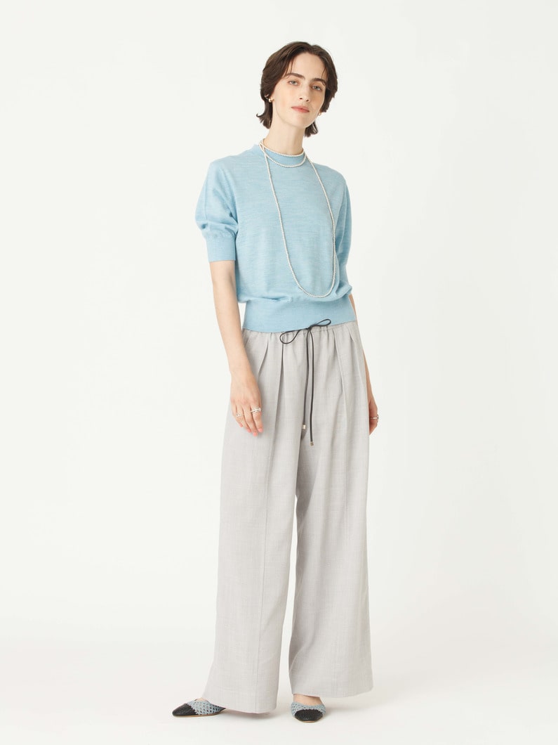 ウォッシャブル ハーフスリーブ ニット トップ 詳細画像 light blue 4