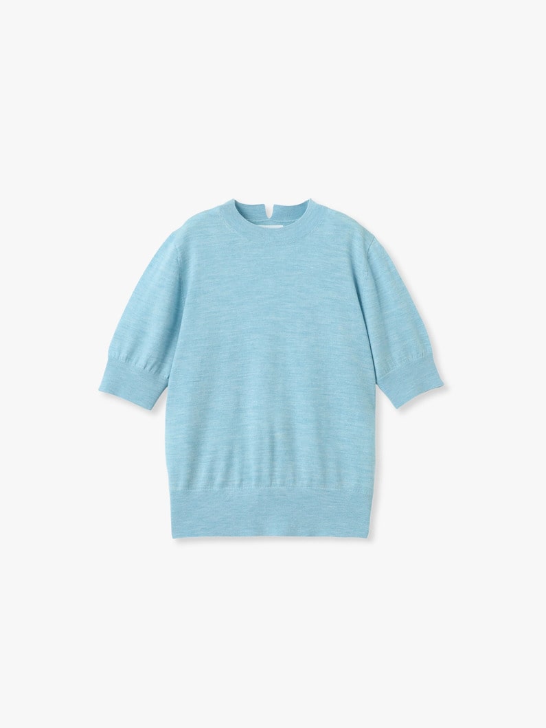 ウォッシャブル ハーフスリーブ ニット トップ 詳細画像 light blue 5