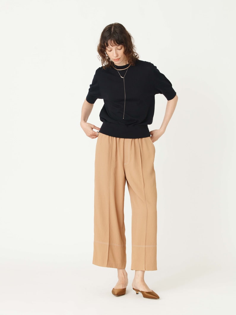 ウォッシャブル ハーフスリーブ ニット トップ 詳細画像 navy 4